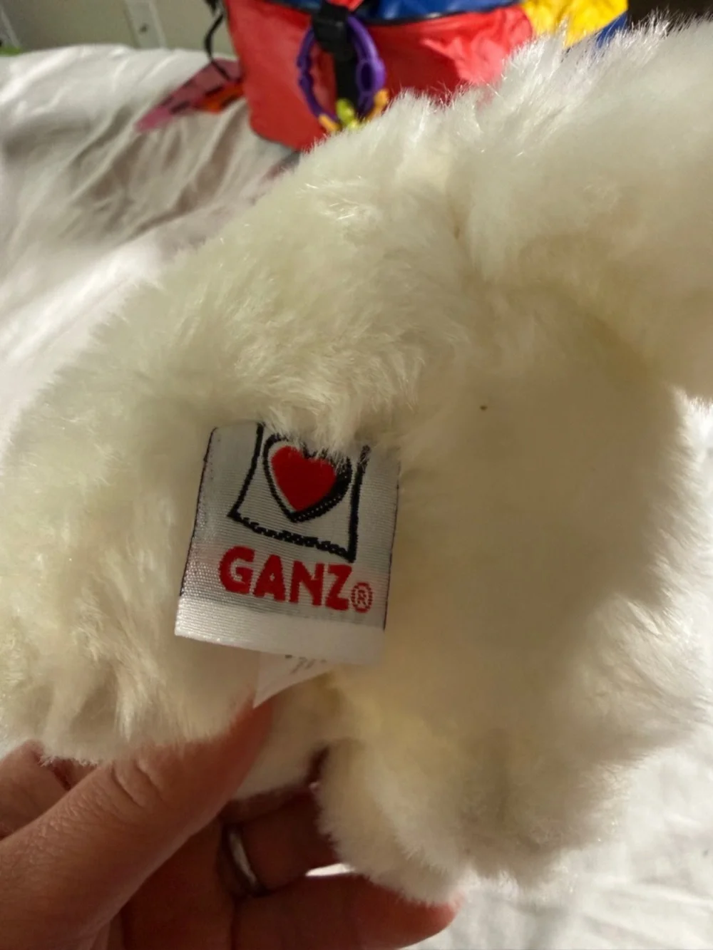 GANZ White Plush cat with Pink Nose